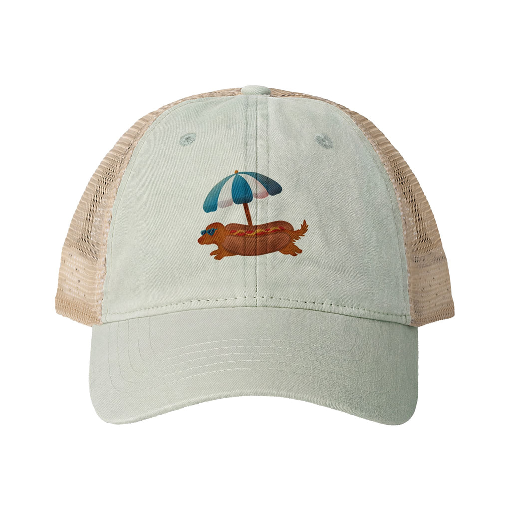 Hot Dog Dachshund Women's Cap One size Sage Polka Dots