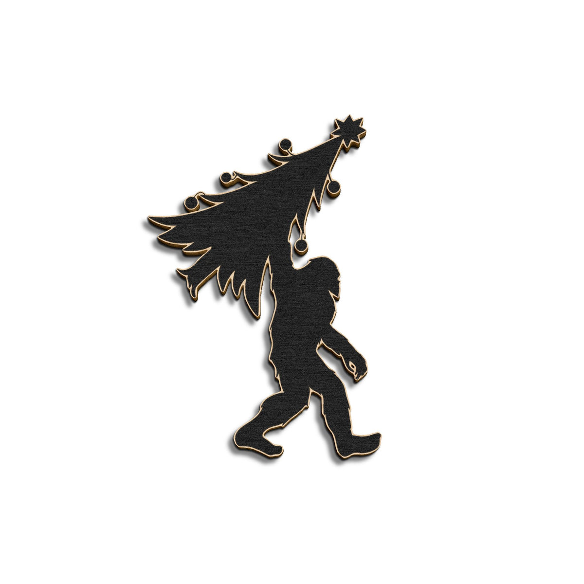 Bigfoot Christmas Tree Wooden Ornament 5" x 5"