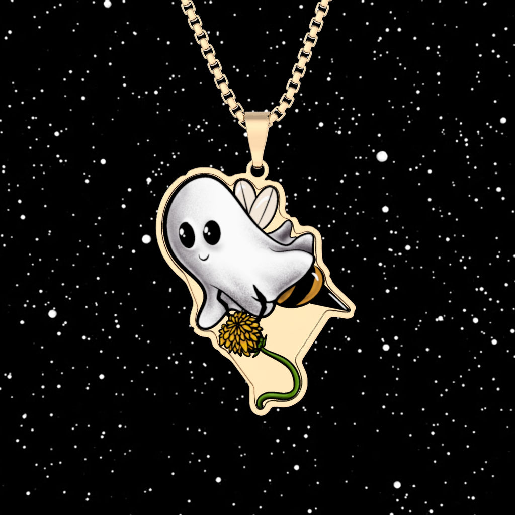 Bee Pendant Necklace 1'' x 1'' Gold Plated