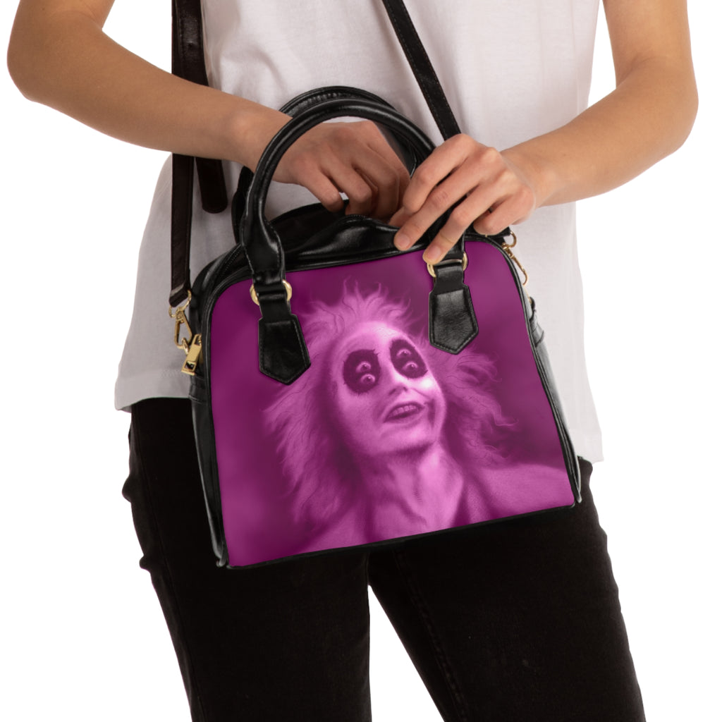 Beetlejuice Purple Striped Shoulder Handbag
