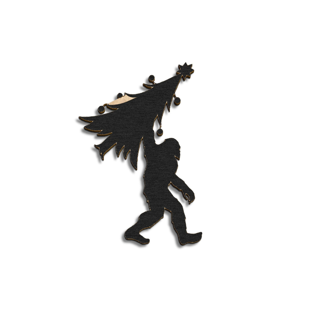 Bigfoot Christmas Tree Wooden Ornament 7" x 7"