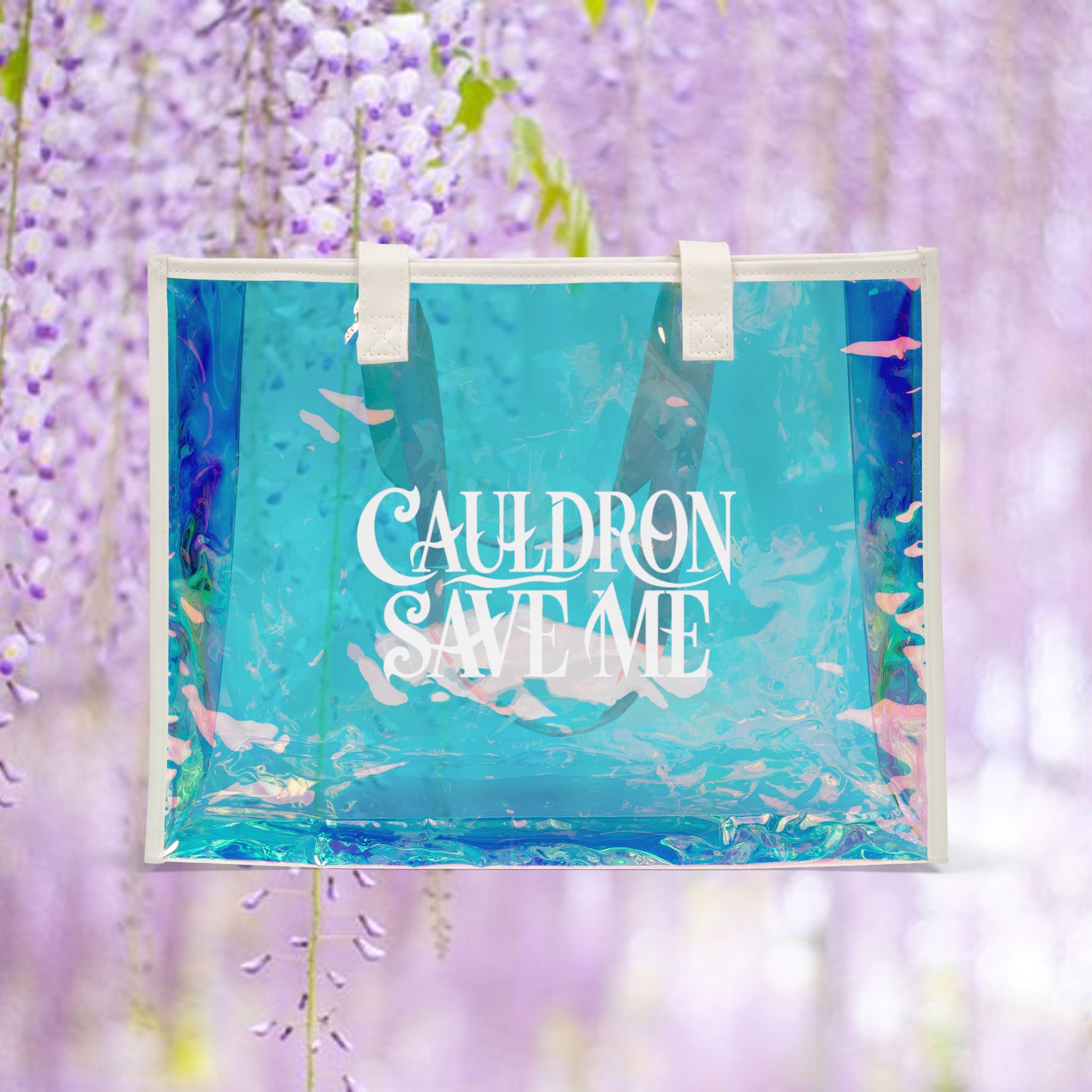 Cauldron Save Me Holographic Beach Tote Bag 15.9" x 12" x 3.9" Holographic