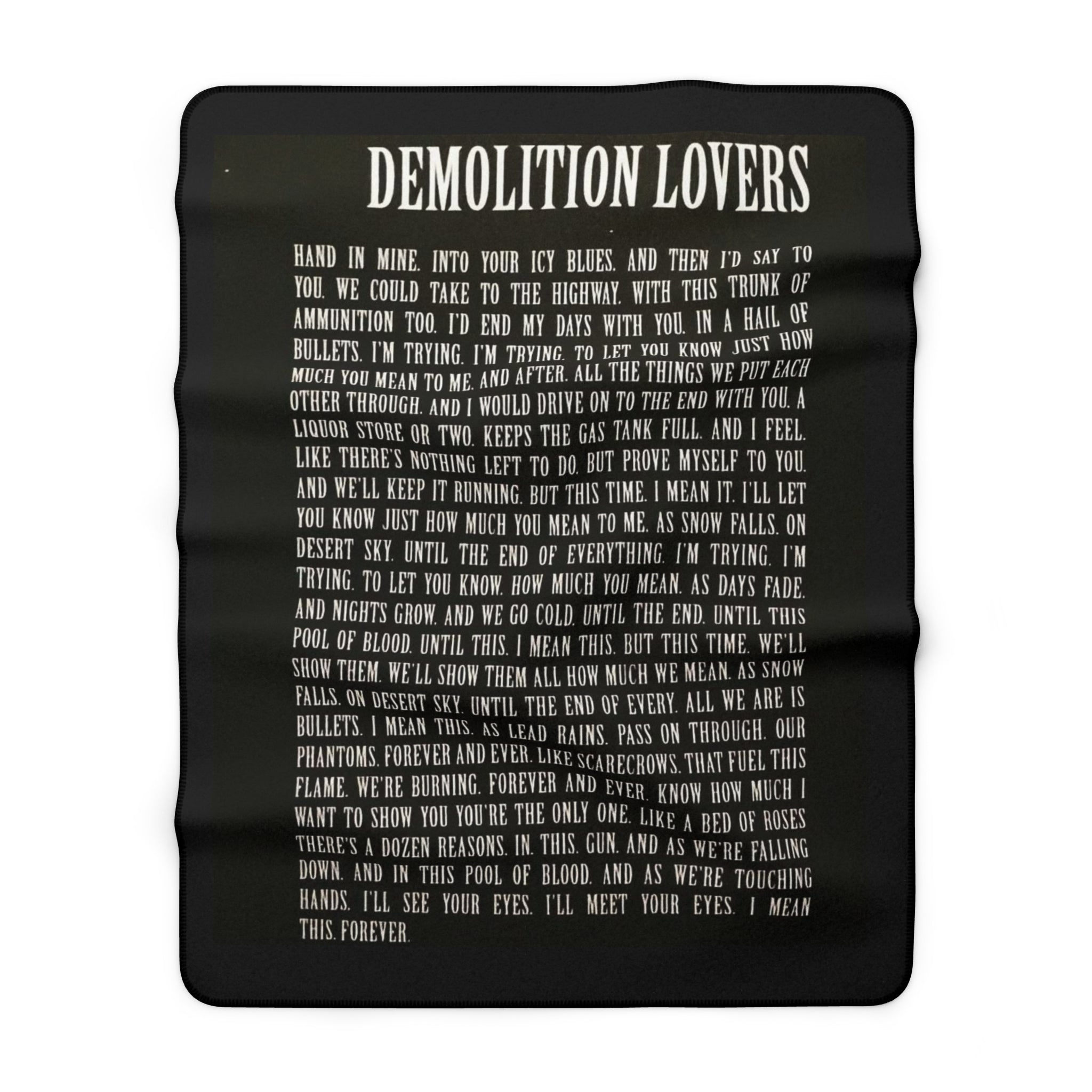 Sherpa Blanket with Demolition Lovers Lyric Print 30" × 40"