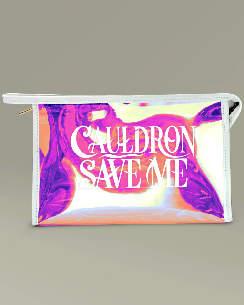 Booktok Iridescent Make-Up Bag 9.2" x 6" White