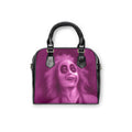 Beetlejuice Purple Striped Shoulder Handbag 9.45" x 8.27" Black