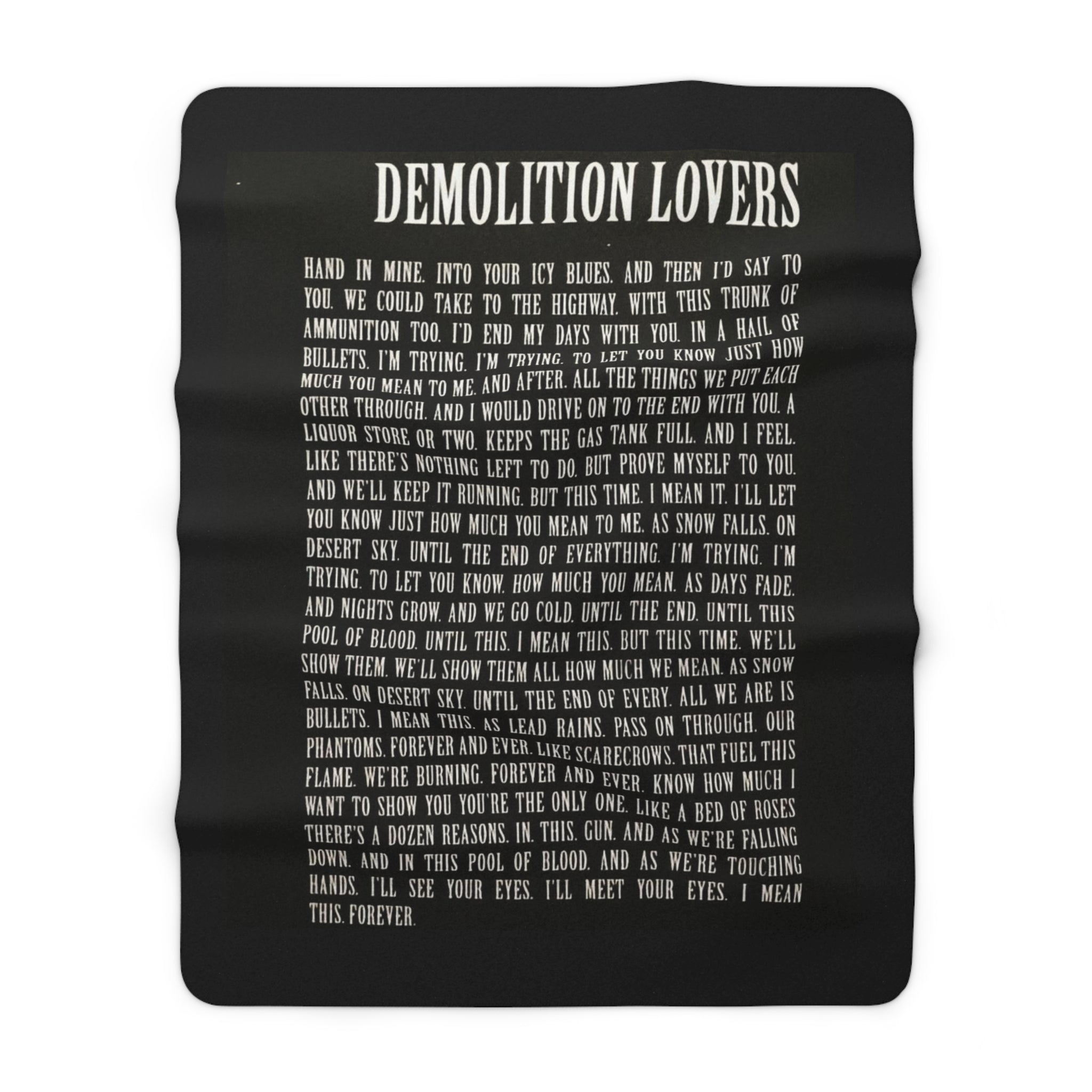Sherpa Blanket with Demolition Lovers Lyric Print 60" × 80"