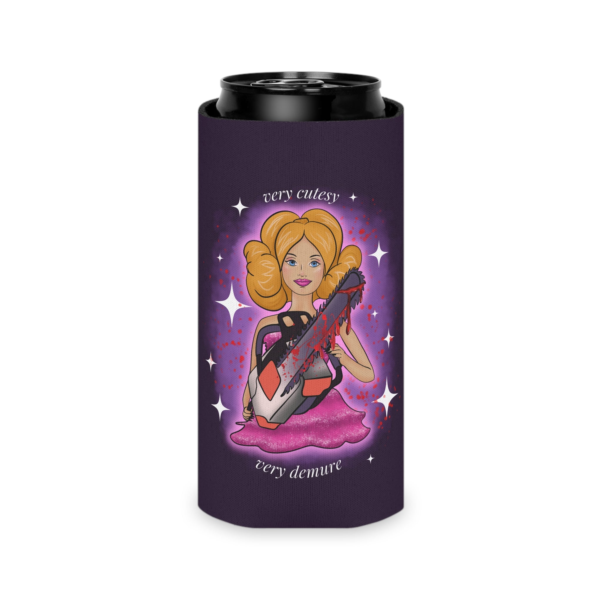 Cutesy Barbie Chainsaw Koozie Slim Can