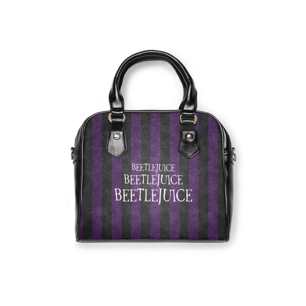 Beetlejuice Purple Striped Shoulder Handbag
