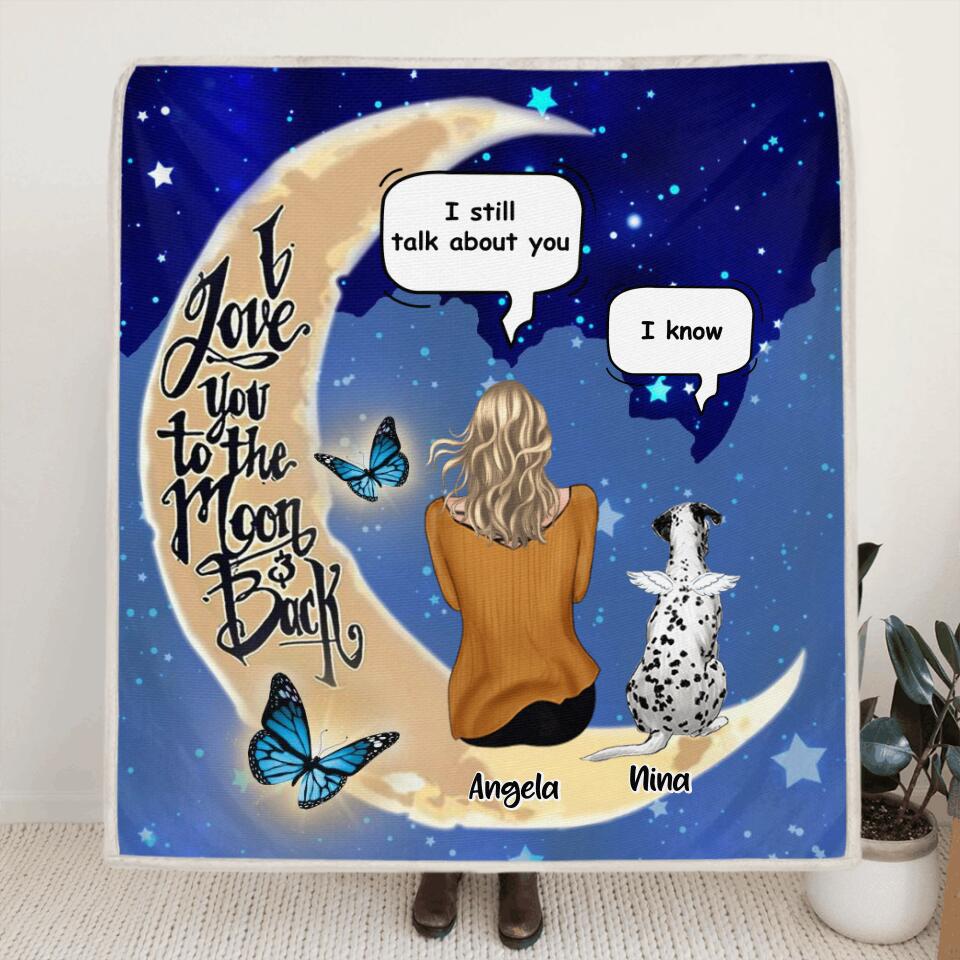 Personalized Memorial Pet Ornament - Up to 4 Pets - Best Gift For Dog/Cat Lover - I Love You To The Moon & Back Fleece Blanket #FFFFFF