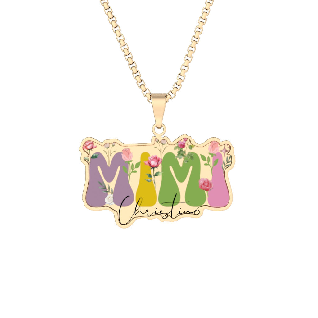 Personalizable Mimi Pendant Necklace 1'' x 1'' Gold Plated