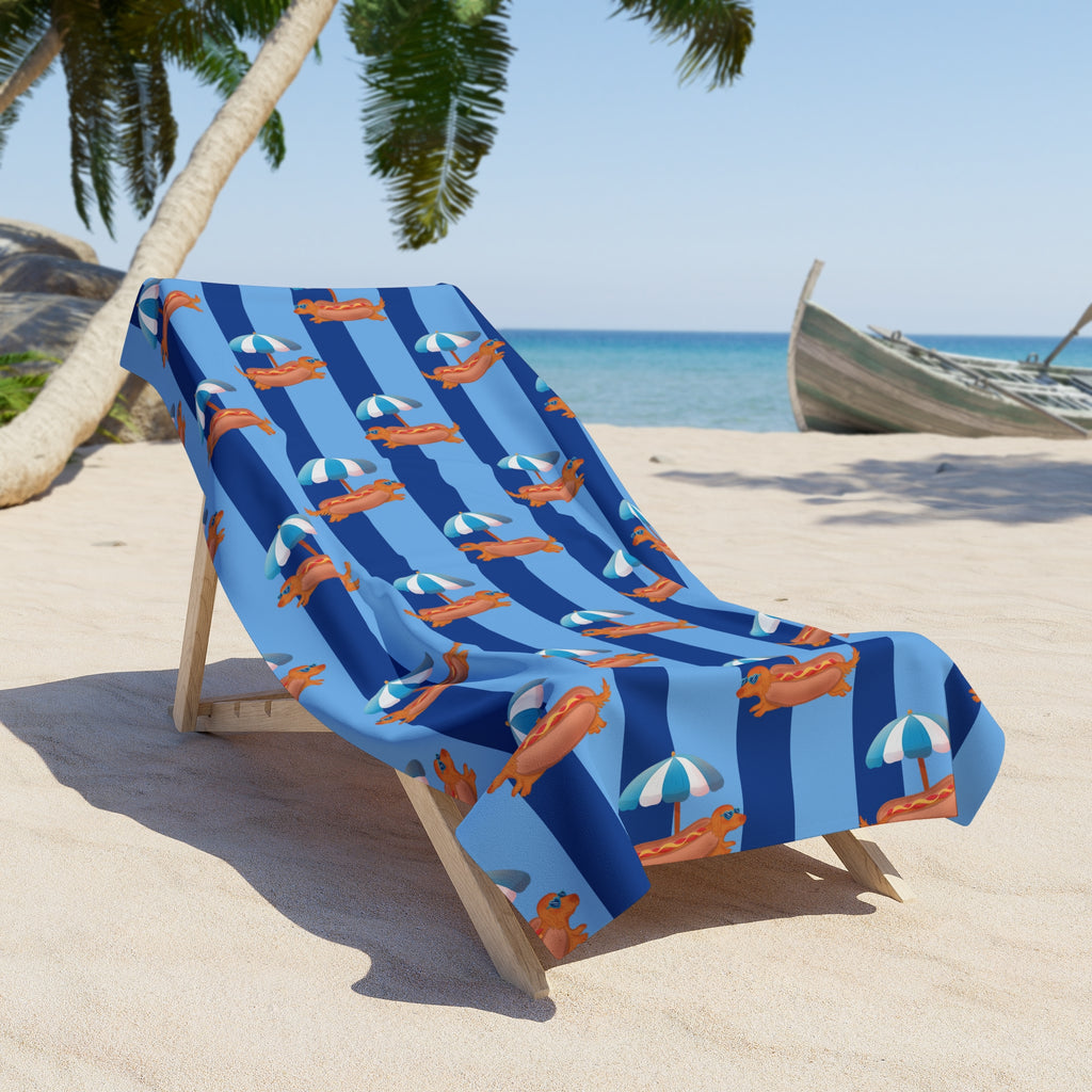 Hot Dog Dachshund Beach Towel 36" × 72"