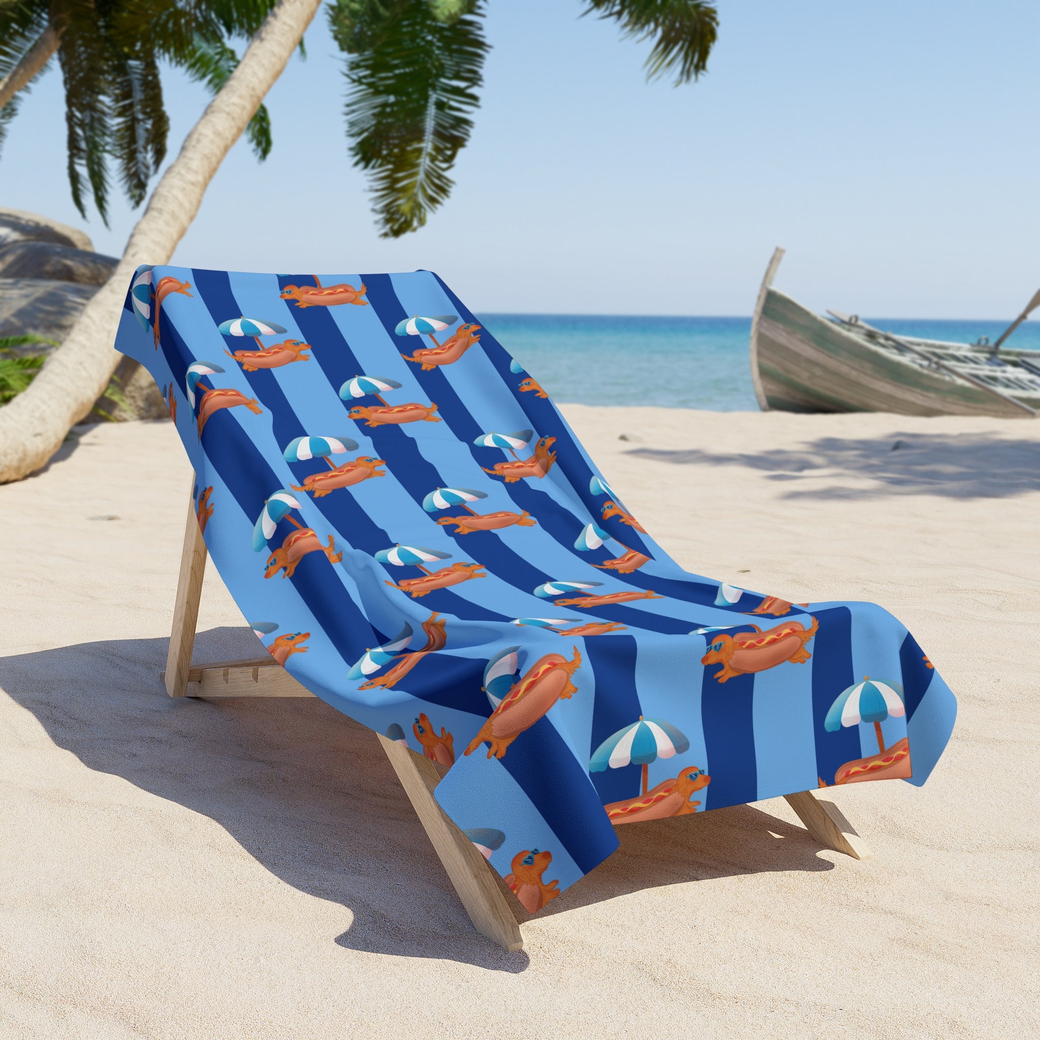 Hot Dog Dachshund Beach Towel 36" × 72"