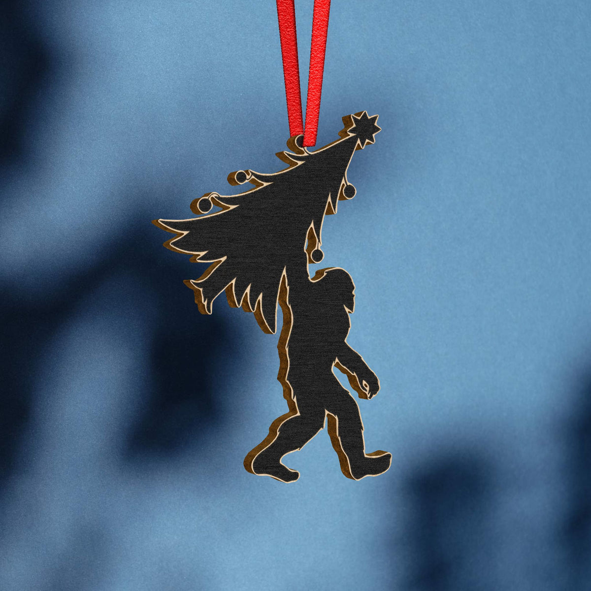 Bigfoot Christmas Tree Wooden Ornament