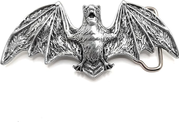 Generic Fanged Flying Bat Metal Gothic/Fantasy Black Belt Buckle