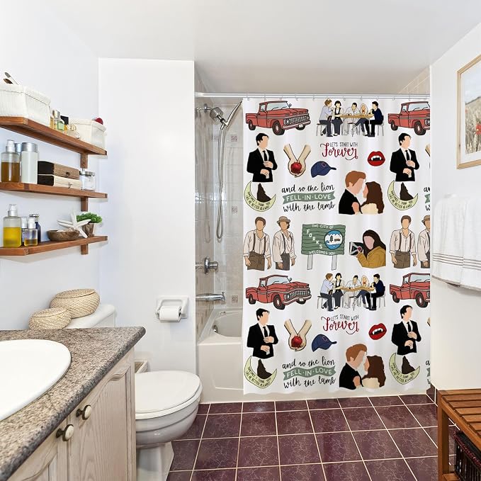Funnytree MHunter Movie Edw Vampire Romance Shower Curtain 72"x72" - Waterproof Fabric Bathroom Decor for Women,Girls,Teens,Fans,Daughter, Durable Easy Care Washable (Hooks Not Included)