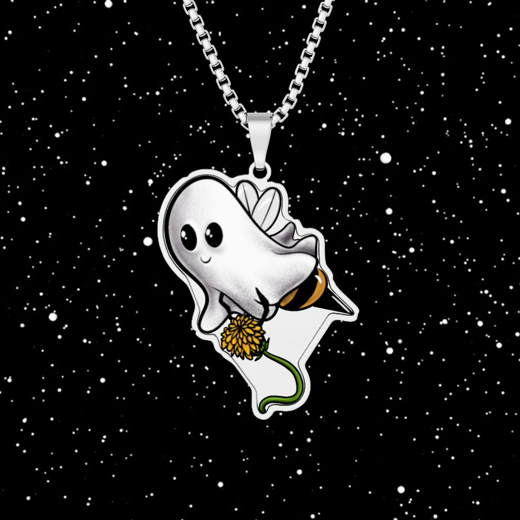 Bee Pendant Necklace 1'' x 1'' Stainless Steel