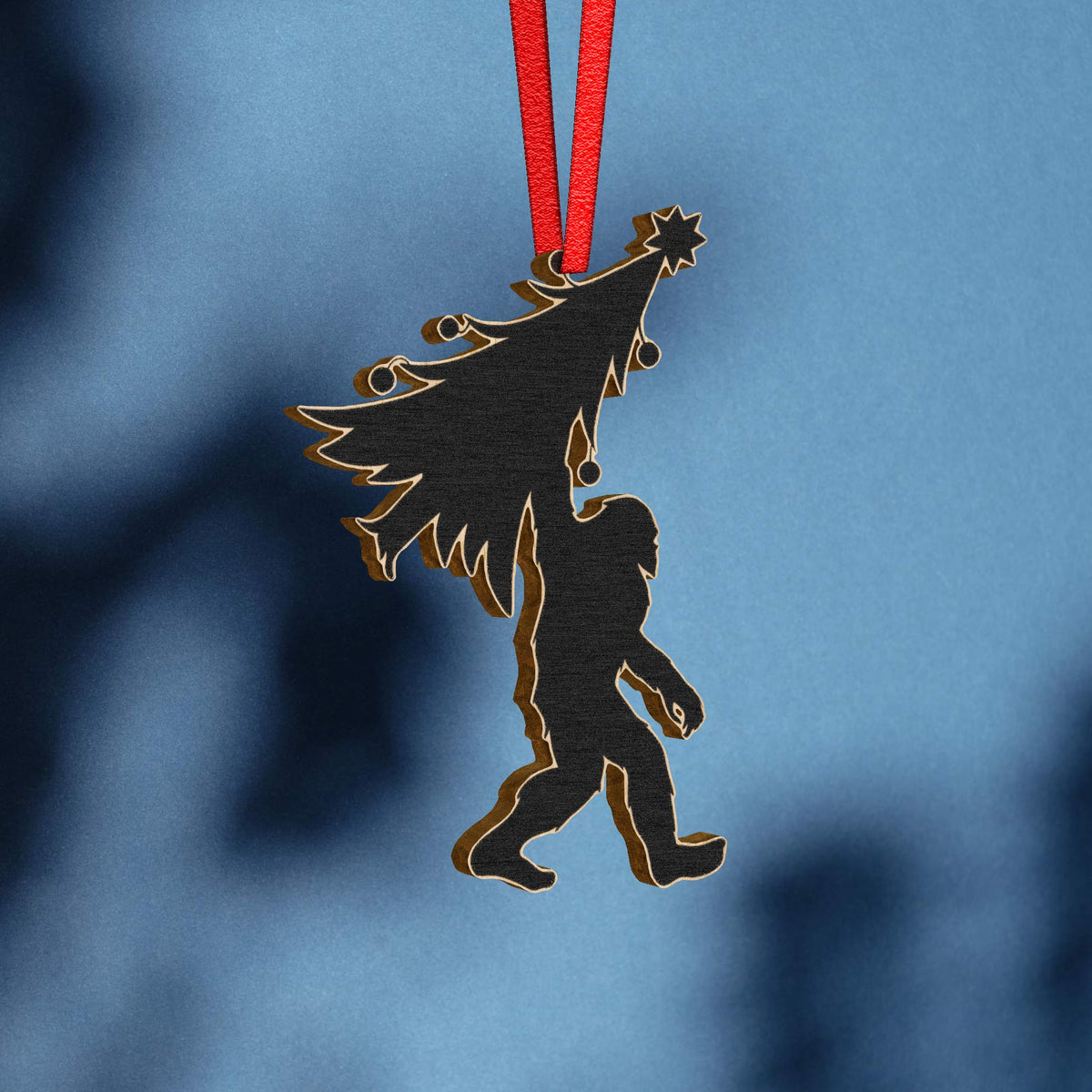 Bigfoot Christmas Tree Wooden Ornament