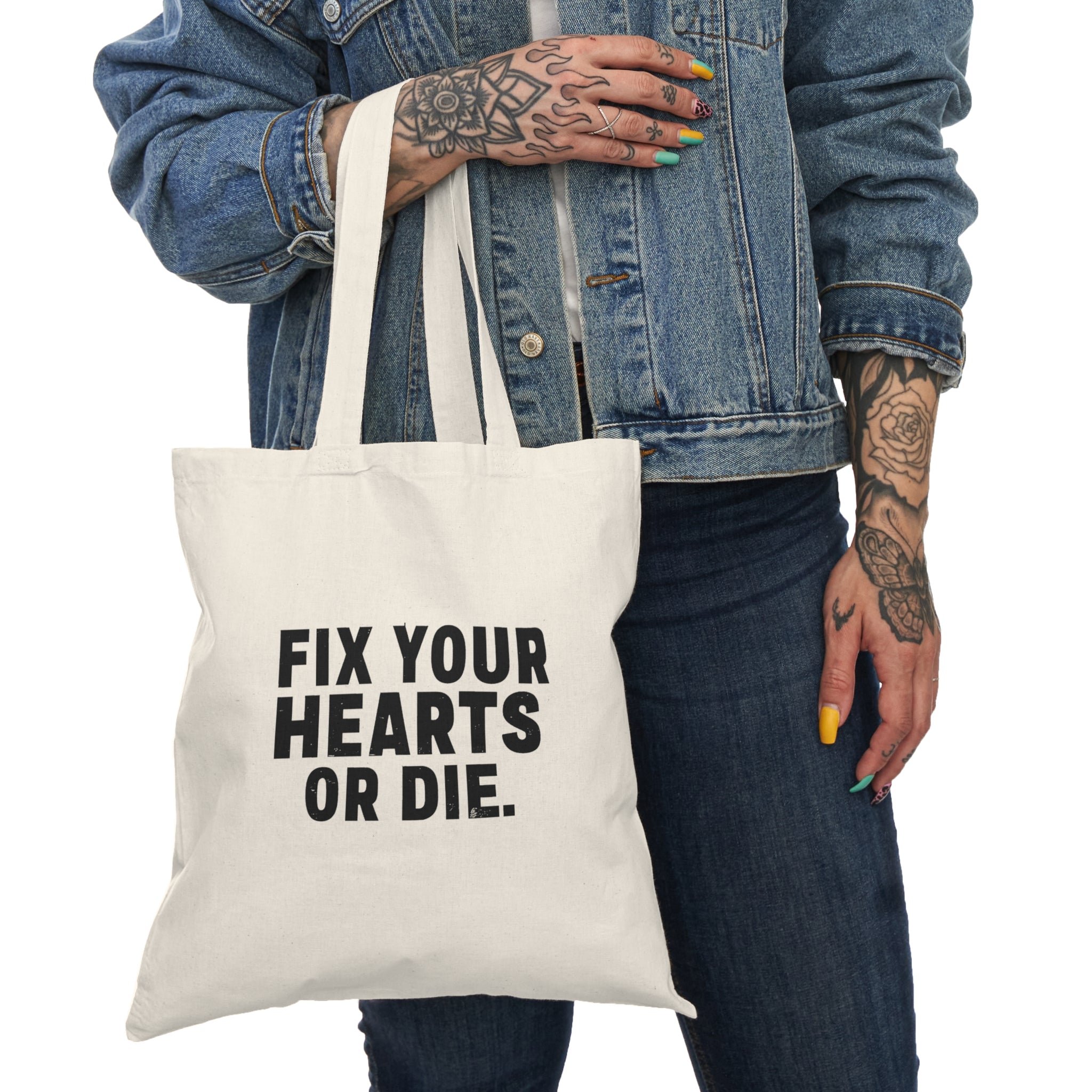 Fix Your Hearts or Die Natural Tote Bag