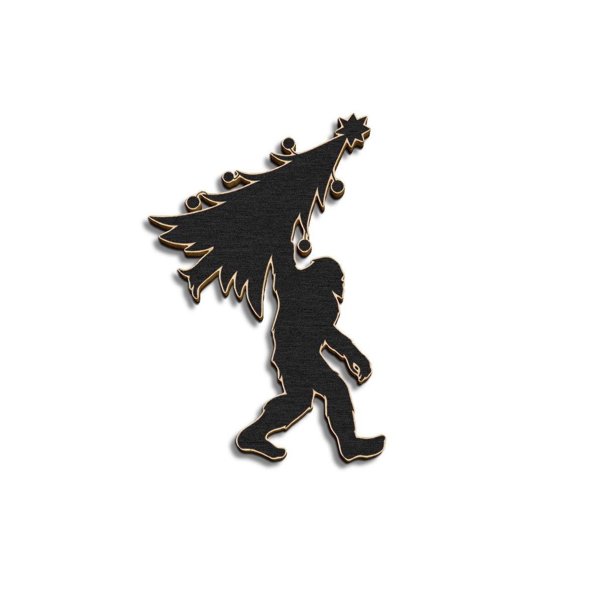 Bigfoot Christmas Tree Wooden Ornament 4" x 4"