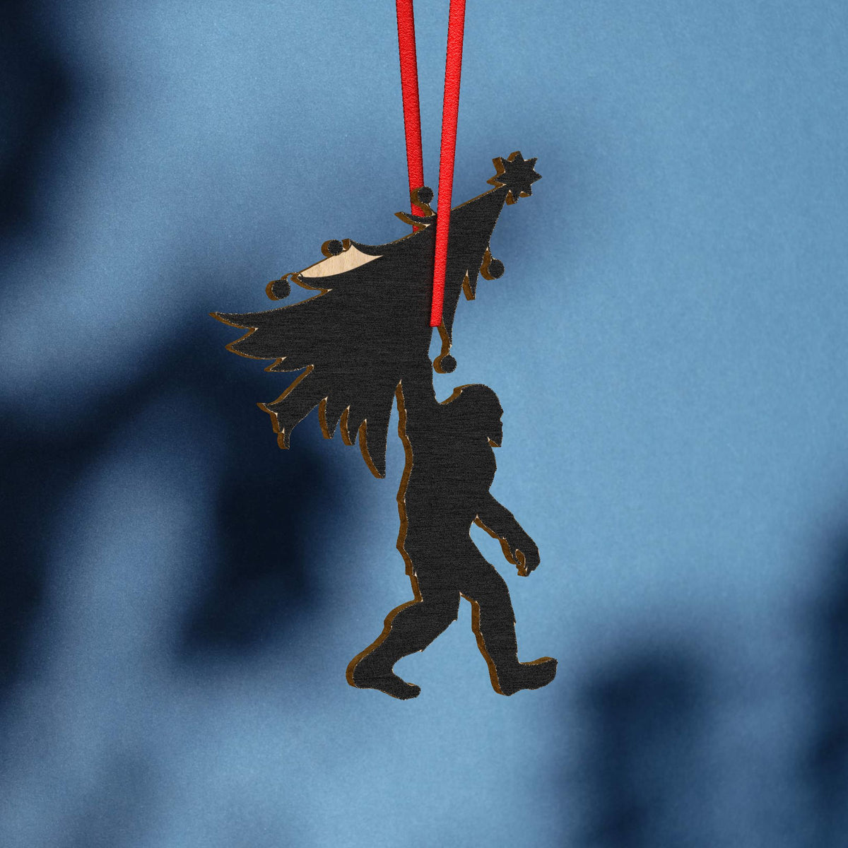 Bigfoot Christmas Tree Wooden Ornament