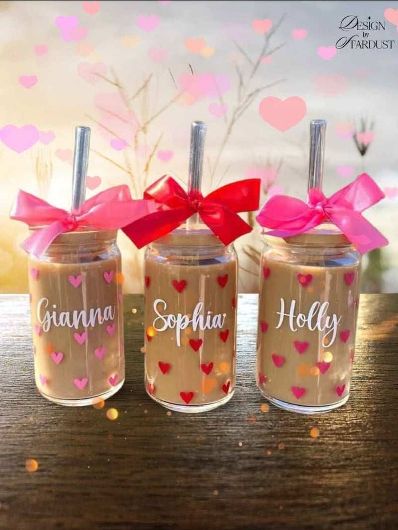 Custom Hearts Drinking Glasses